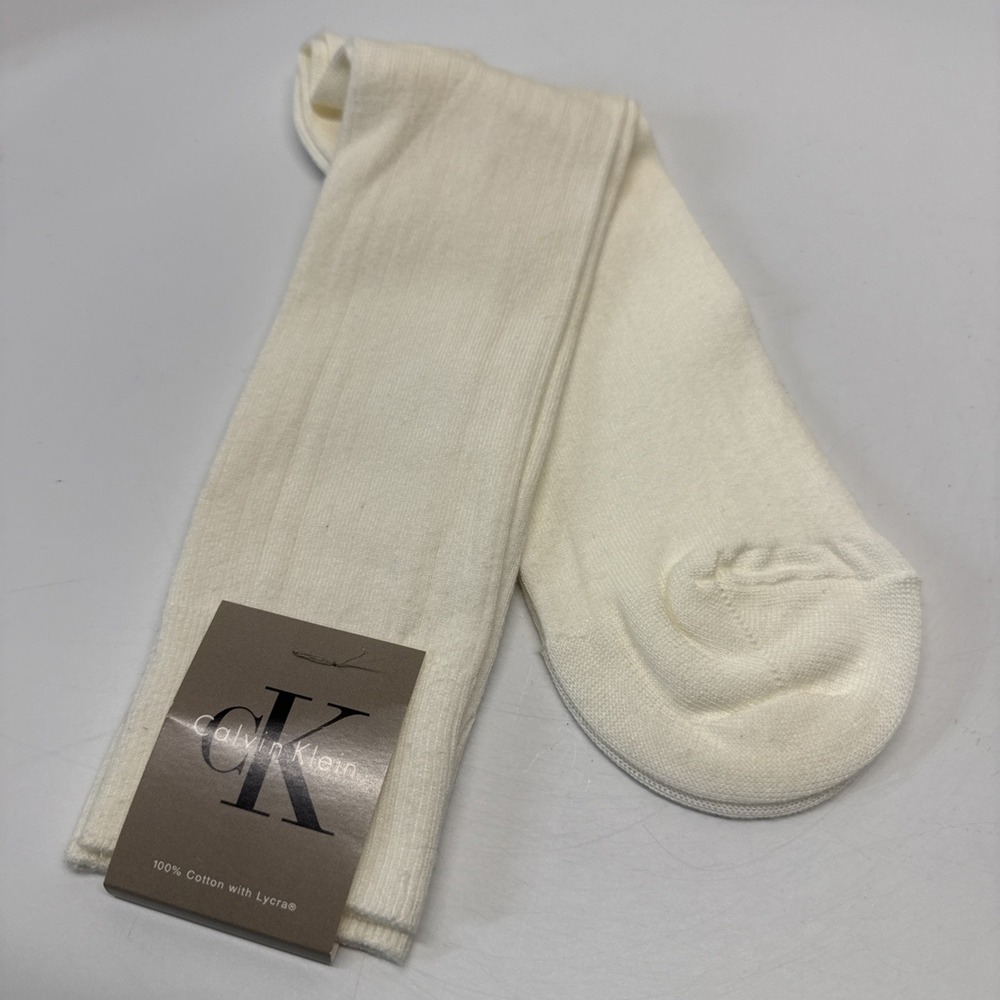 Vintage Calvin Klein Dress Socks Men Size 7-12 Ivory 90s